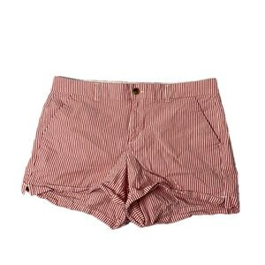 Old Navy Everyday Short Womens 14 Red White Stripe Mid Rise Cotton Shorts